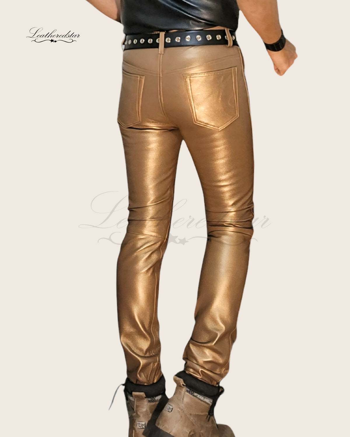 Bronze Super Skintight Leather Jeans