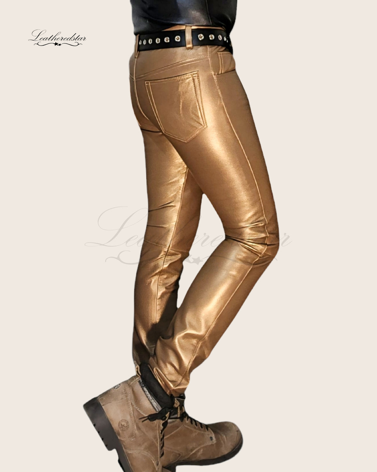 Bronze Super Skintight Leather Jeans
