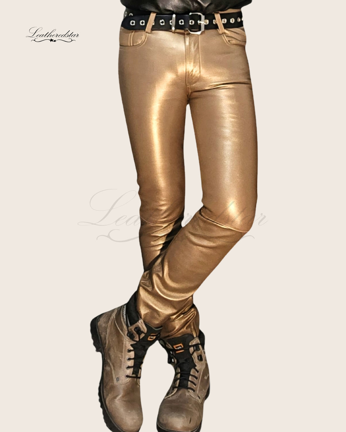 Bronze Super Skintight Leather Jeans