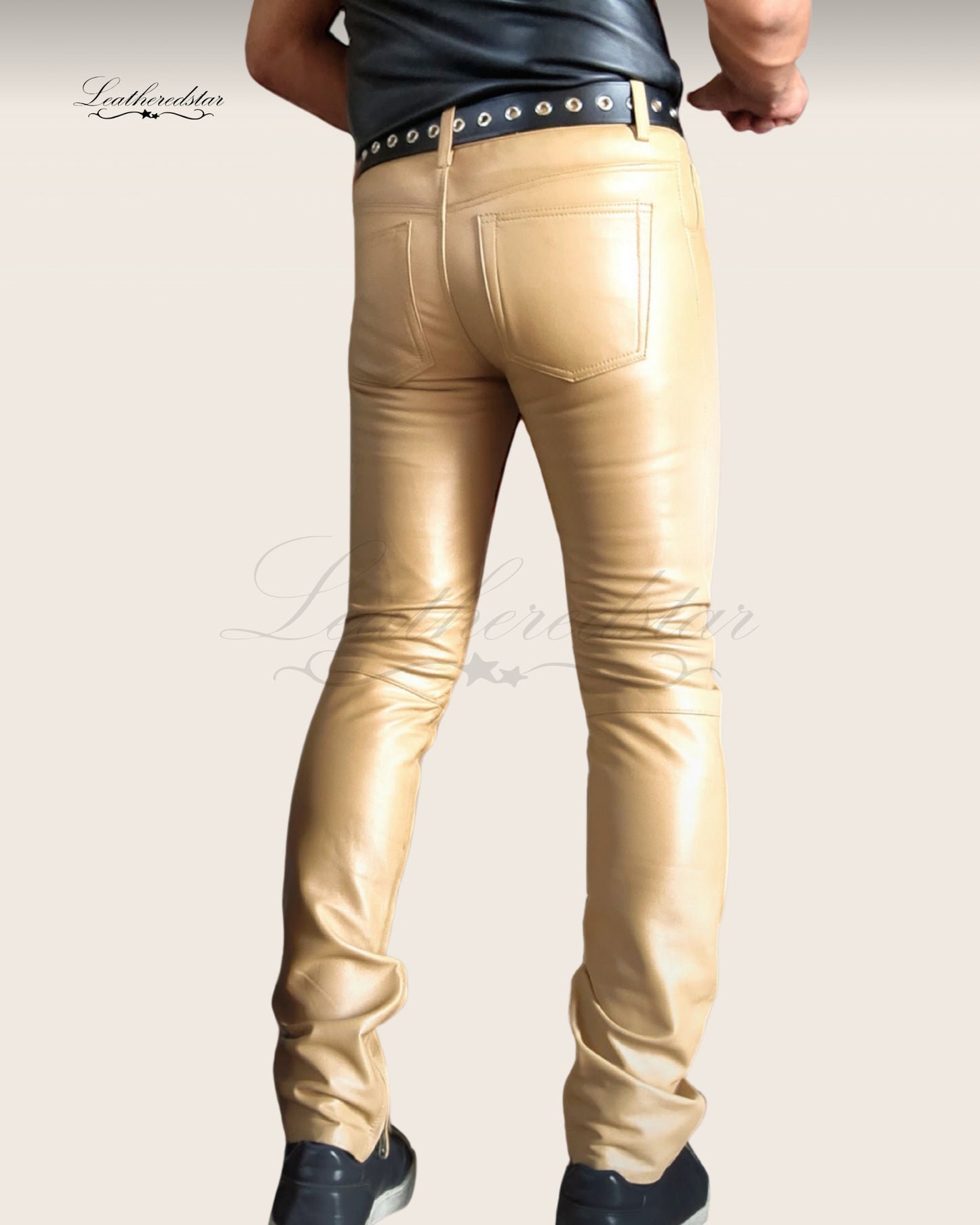 Beige Super Skintight, Butter Smooth, Skinny Leather Jeans