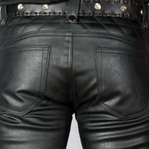 Biker stretch panel leather jeans 5