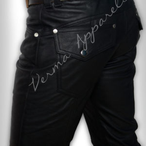 Biker studded leather jeans 4