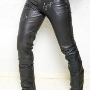 Brown 501 Style Leather Jeans 2