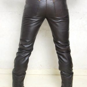 Brown 501 Style Leather Jeans 3